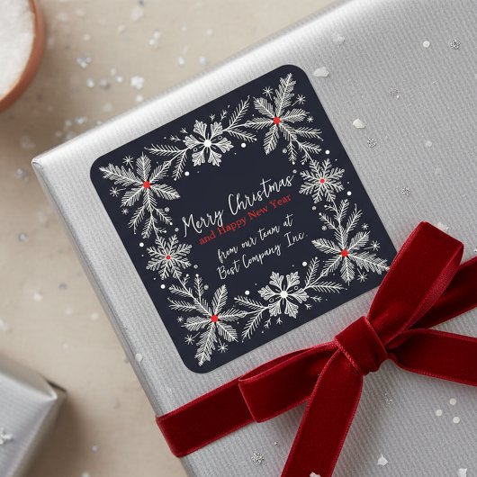 Sticker Carré Élégant Noël Flocon de neige Wreath Holiday