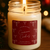 Sticker Carré Élégant Noël Rouge & Blanc Vaches Candle Jar