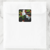 Sticker Carré Élégant noir blanc fleuri blanc Blossom (Sac)