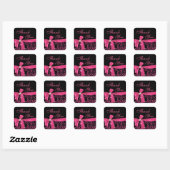 Sticker Carré Elégant noir rose Damask Diamond Bow Merci (Feuille)