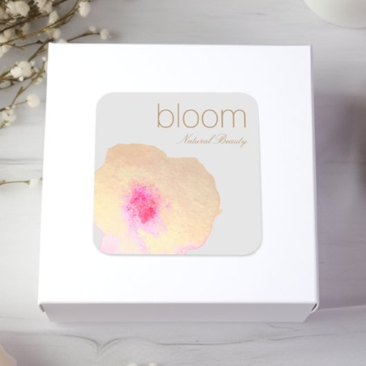 Sticker Carré Elégant or Floral Aquarelle Fleur