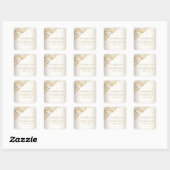 Sticker Carré Elégant or Floral Damask Shiny Champagne Mariage (Feuille)