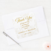 Sticker Carré Élégant or Mariage Merci Floral (Enveloppe)