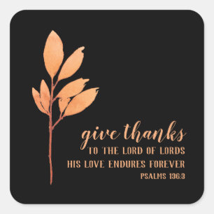 Sticker Carré Elégant Orange Black Thanksgiving Religieux