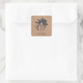 Sticker Carré Élégant Papier Florisant Fleur Gris Simple (Sac)
