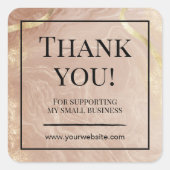 Sticker Carré Élégant Parties scintillant en marbre Merci Sticke (Devant)