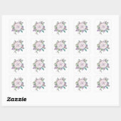 Sticker Carré Élégant pastel floral Aquarelle Monogramme (Feuille)