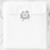Sticker Carré Élégant pastel floral Aquarelle Monogramme (Sac)