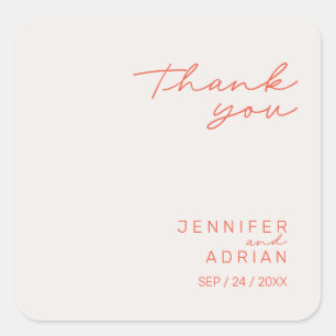Sticker Carré Élégant Pastel Minimal Merci Carré Mariage