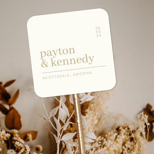 Sticker Carré Elégant Personnalisé Avec Nom Mariage Plan Événeme