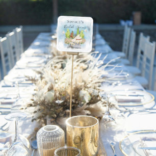 Sticker Carré Élégant Piano Violon Colombes fleurs Baby Shower