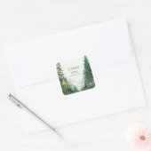 Sticker Carré Elegant Pine Forest Mountain Watercolor Rustic (Enveloppe)