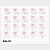 Sticker Carré Elegant Pink Bow Baby Shower (Feuille)