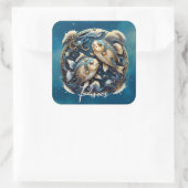 Sticker Carré Élégant Poisson Cosmique Signe Zodiaque Poissons N (Sac)