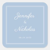 Sticker Carré Elegant Powder Blue Script Wedding (Devant)