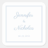 Sticker Carré Elegant Powder Blue Script Wedding (Devant)