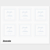 Sticker Carré Elegant Powder Blue Script Wedding (Feuille)