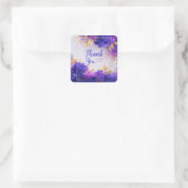 Sticker Carré Elegant Purple Gold Hydrangea Floral Sparkle (Sac)