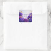 Sticker Carré Elegant Purple Gold Hydrangea Floral Sparkle (Sac)