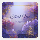 Sticker Carré Elegant Purple Gold Hydrangea Sparkle Floral (Devant)