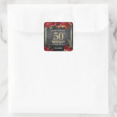 Sticker Carré Elégant Red Roses 50e anniversaire (Sac)