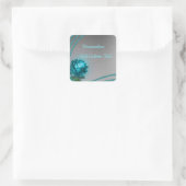 Sticker Carré Elégant Romantique Crystal Blue Rose Pearls Chic (Sac)