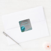 Sticker Carré Elégant Romantique Crystal Blue Rose Pearls Chic (Enveloppe)