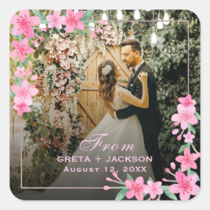 Sticker Carré Elégant Romantique photo Heureuse Sainte-Valentin