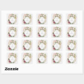 Sticker Carré Élégant Romantique Rustique Mariage floral (Feuille)