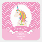Sticker Carré Elégant rose arc-en-ciel Unicorn Anniversaire Merc (Devant)