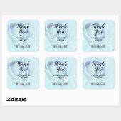 Sticker Carré Elégant Rose bleu Merci floral (Feuille)