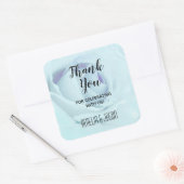 Sticker Carré Elégant Rose bleu Merci floral (Enveloppe)