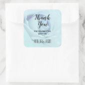 Sticker Carré Elégant Rose bleu Merci floral (Sac)