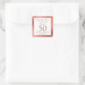 Sticker Carré Elégant Rose Gold 50e Anniversaire Merci (Sac)