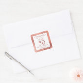 Sticker Carré Elégant Rose Gold 50e Anniversaire Merci (Enveloppe)