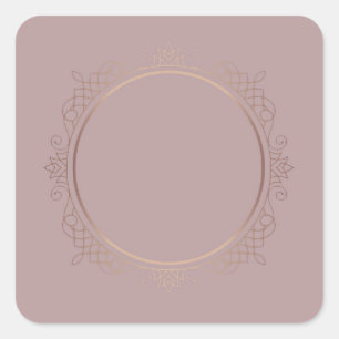 Sticker Carré Élégant Rose Gold Blank Modèle Ajouter votre texte