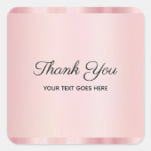 Sticker Carré Elegant Rose Gold Custom Text Thank You Glamour (Devant)