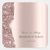 Sticker Carré Elegant Rose Gold Glitter Script  (Devant)