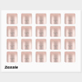 Sticker Carré Elégant Rose Gold Parties scintillant Bokeh Hearts (Feuille)