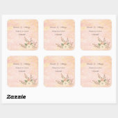Sticker Carré Élégant Rose marbre Mariage floral (Feuille)