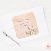 Sticker Carré Élégant Rose marbre Mariage floral (Enveloppe)