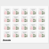 Sticker Carré Élégant Rose Mariage Adresse de retour Seal (Feuille)