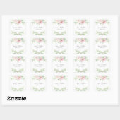 Sticker Carré Élégant rose pâle Roses Mariage floral (Feuille)