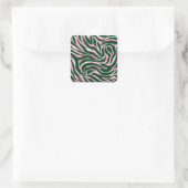 Sticker Carré Elégant Rose vert Parties scintillant or Zebra (Sac)