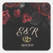 Sticker Carré Élégant rouge Roses Mariage gothique (Devant)
