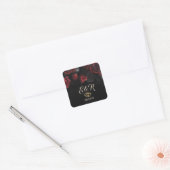 Sticker Carré Élégant rouge Roses Mariage gothique (Enveloppe)