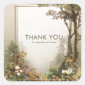 Sticker Carré Elegant Rustic Autumn Forest Gold Frame (Devant)