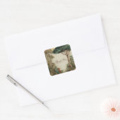 Sticker Carré Elegant Rustic Forest Tree Gold Frame Botanical (Enveloppe)