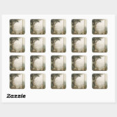 Sticker Carré Elegant Rustic Forest Tree Gold Glitter Frame (Feuille)