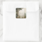 Sticker Carré Elegant Rustic Forest Tree Gold Glitter Frame (Sac)